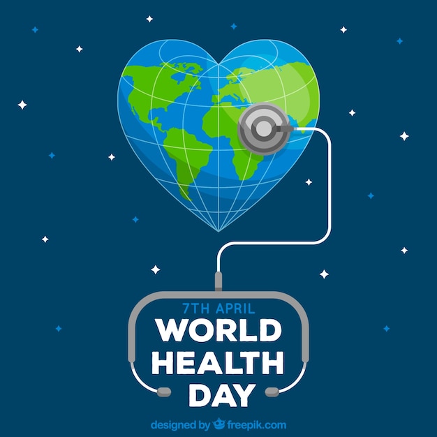 World health day background with stethoscope in flat style