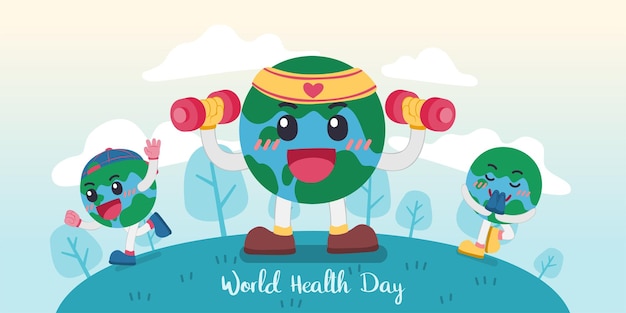 World health day concept healthcare health protection on global international event in april flat vector illustration design