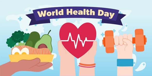 World Health day concept Healthcare health protection on global international event in april Flat vector illustration design