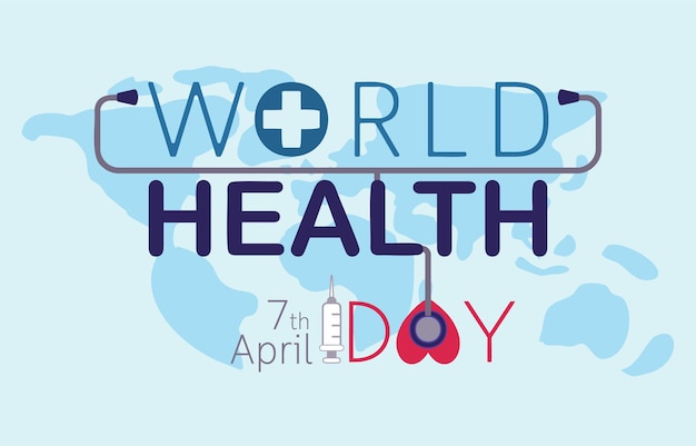 Концепция Всемирного дня здоровья Охрана здоровья на глобальном международном мероприятии в апреле Дизайн плоской векторной иллюстрации