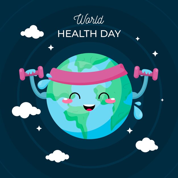 Всемирный день здоровья в плоском дизайне