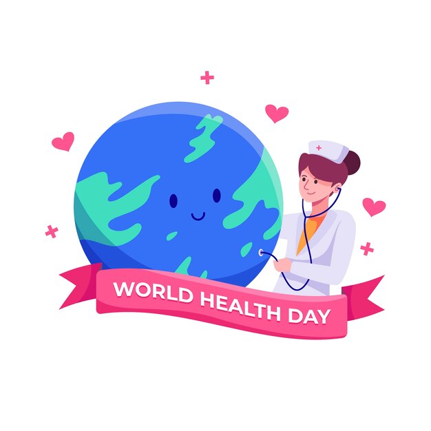 Всемирный день здоровья в плоском дизайне