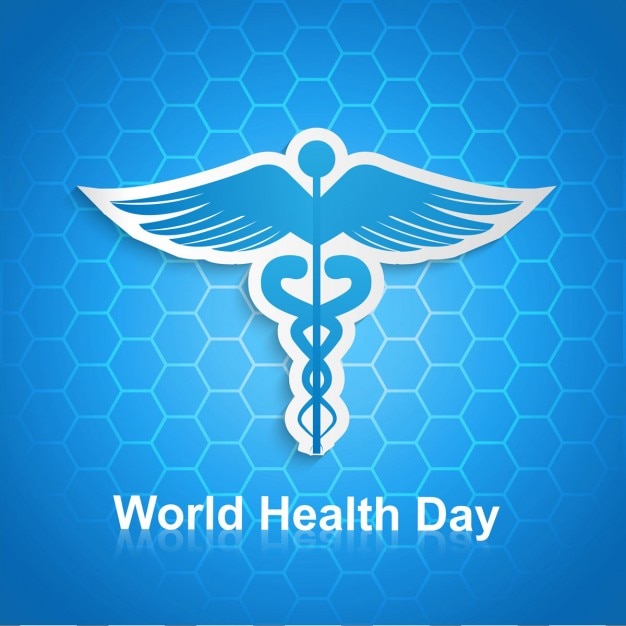 Free Vector world health day hexagonal background with caduceus symbol
