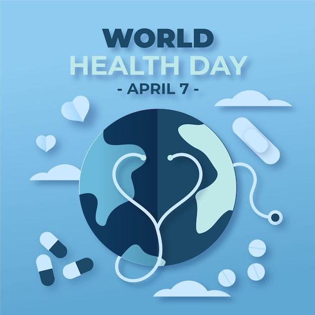 World health day illustration in paper style