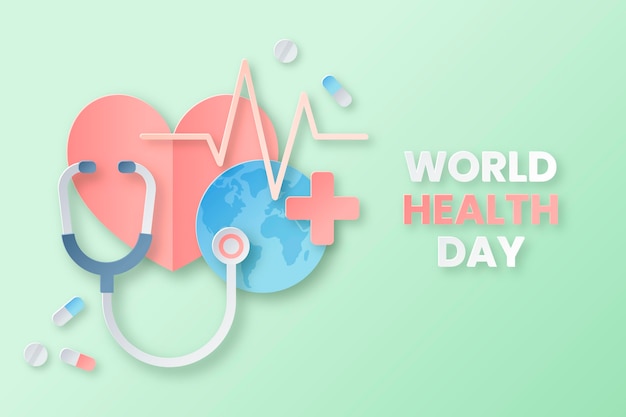 World health day illustration in paper style