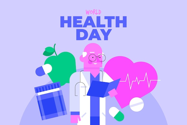 Free vector world health day illustration with doctor holding clipboard