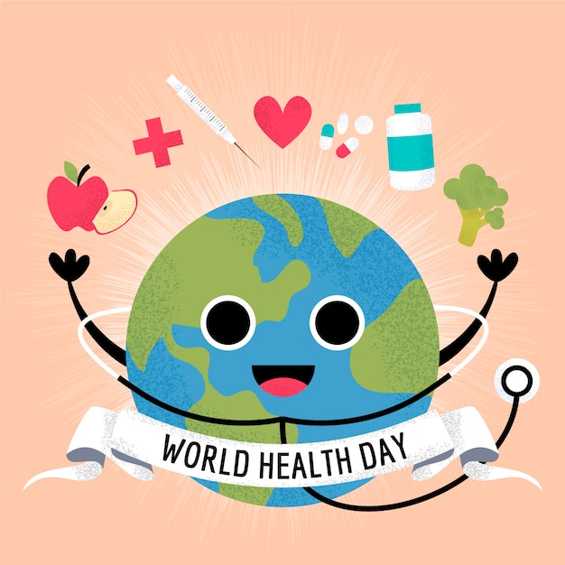 Free vector world health day medical treatment and stethoscope