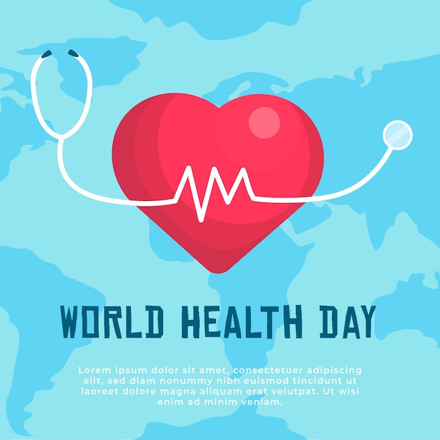 World health day with heart background