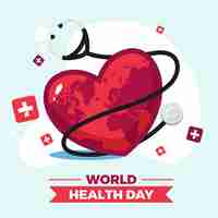 Free vector world health day with ribbon and stethoscope