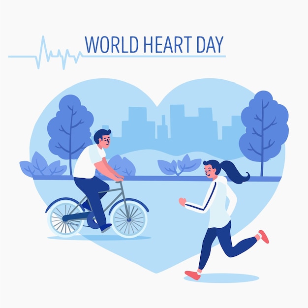 Всемирный день сердца люди бегают в парке