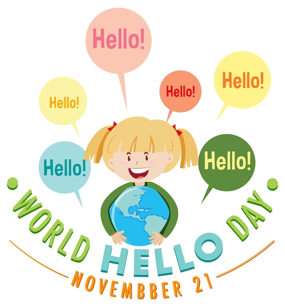 Free vector world hello day banner design