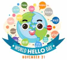 Free vector world hello day banner design