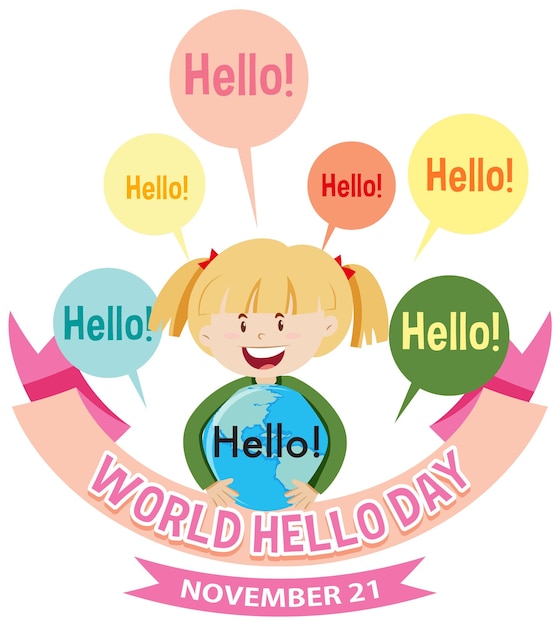 Free vector world hello day banner design