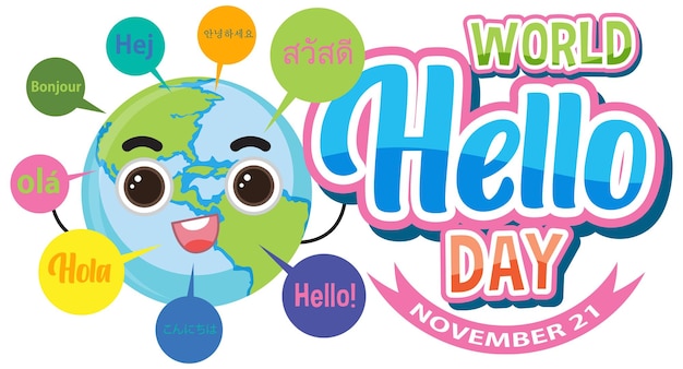 Free vector world hello day banner design