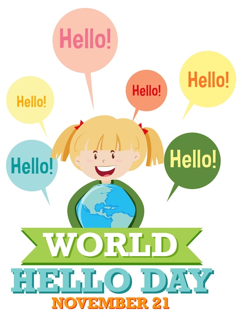 Free vector world hello day banner design