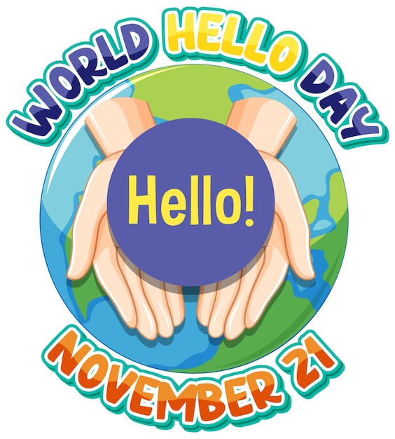 Free vector world hello day banner design