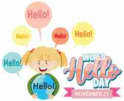 Free vector world hello day banner design