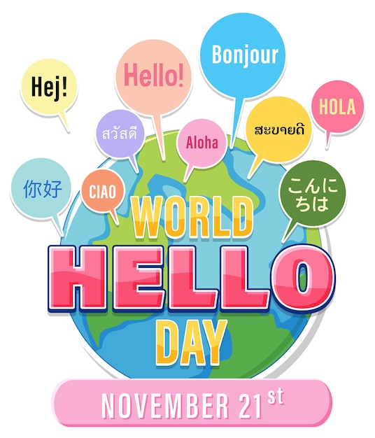 Free vector world hello day poster design