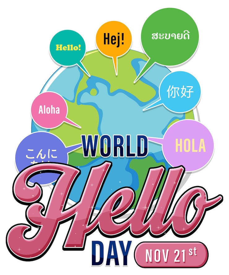Free Vector world hello day poster design