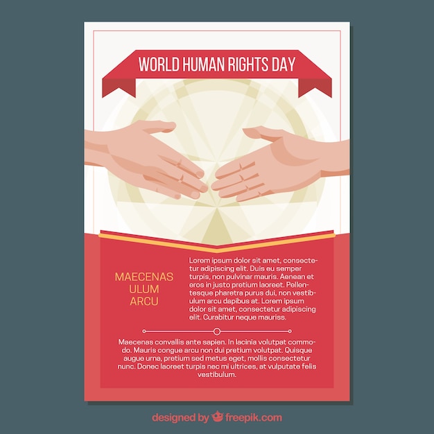 World human right day poster with handshake