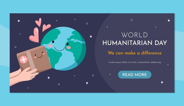 World humanitarian day hand drawn banner