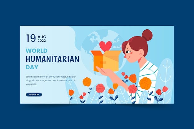 World humanitarian day hand drawn flat banner