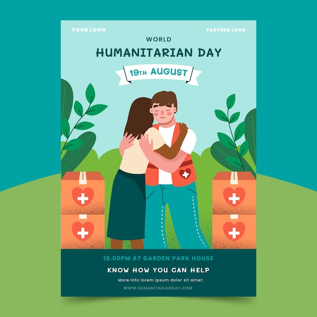 Free vector world humanitarian day hand drawn flat poster