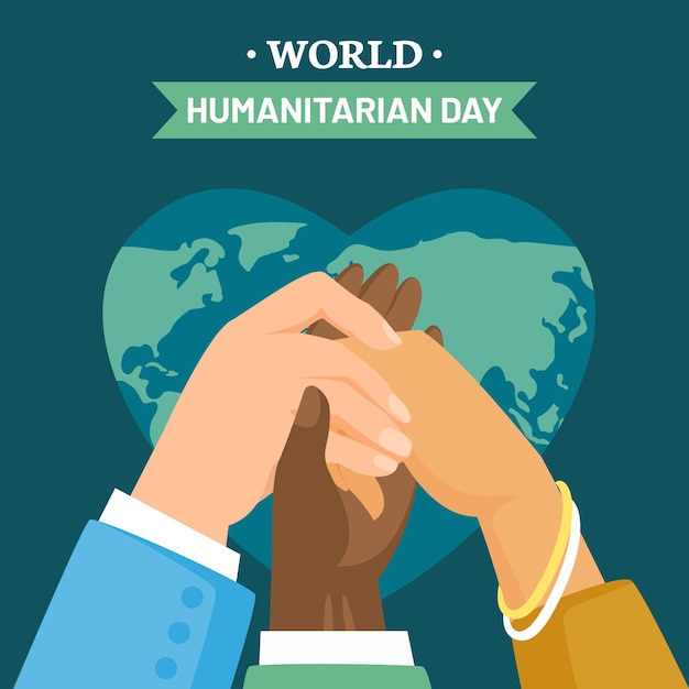 Бесплатное векторное изображение Всемирный день гуманитарной помощи в плоском дизайне