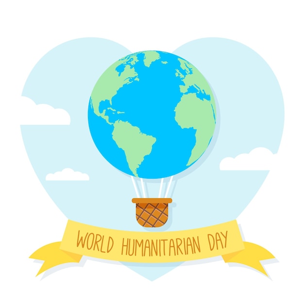 Free vector world humanitarian day with air balloon as planet