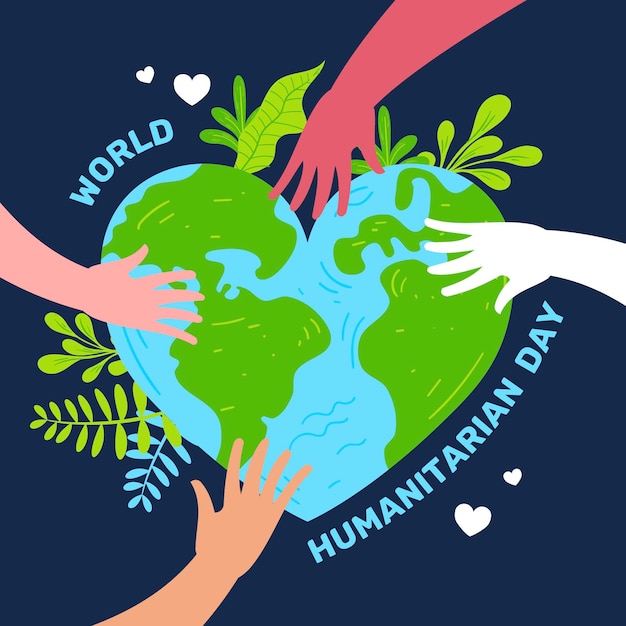 Free vector world humanitarian day with earth