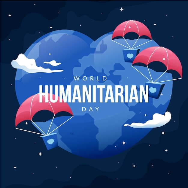 하트 모양의 지구와 세계 인도주의의 날