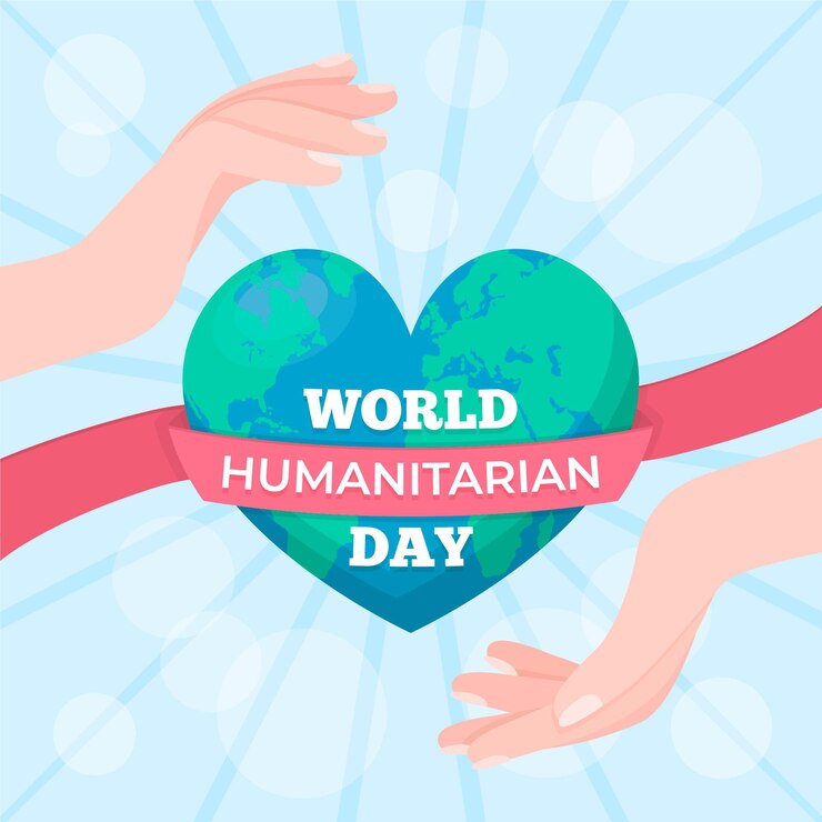 Free Vector world humanitarian day with planet