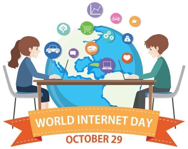 Free vector world internet day banner design