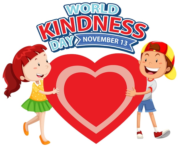 World kindness day with children cartoon character