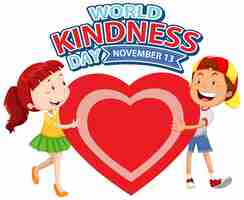 Free vector world kindness day with children cartoon character