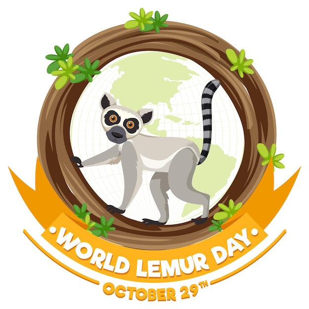 Free vector world lemur day banner design