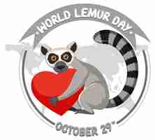 Бесплатное векторное изображение Дизайн баннера всемирного дня лемуров