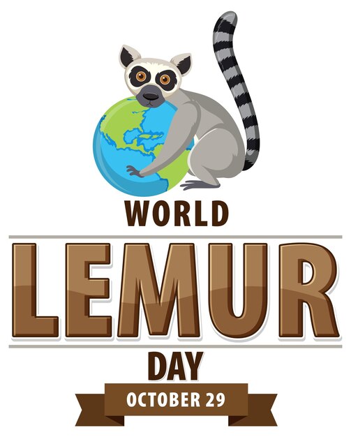 Free vector world lemur day poster design