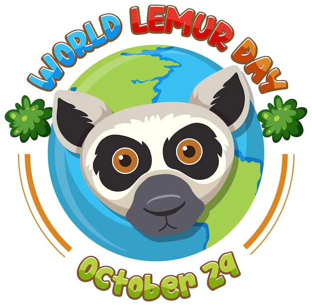 Free vector world lemur day poster design