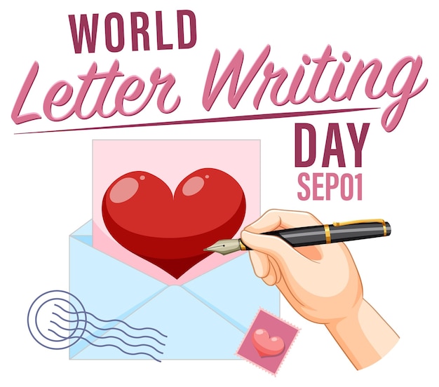 Free vector world letter writing day banner design