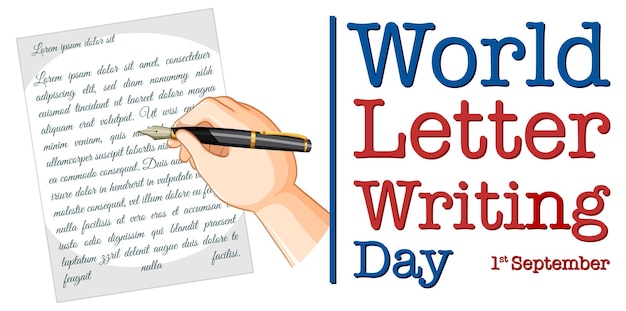 Free vector world letter writing day banner design