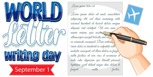 Free vector world letter writing day banner design