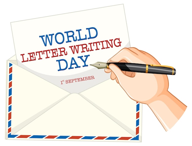 Free vector world letter writing day banner design