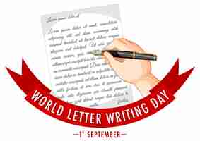 Vettore gratuito design della bandiera della giornata mondiale della scrittura delle lettere