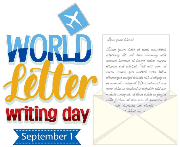 Free vector world letter writing day banner design