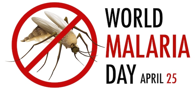 世界マラリアデーのロゴまたは蚊のサインのバナー