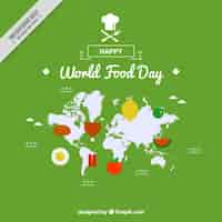 Free vector world map background with food