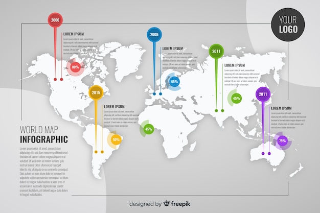 Free vector world map business infographic