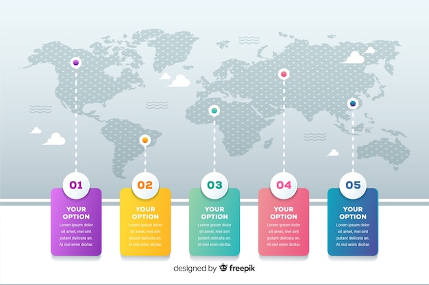 無料ベクター 世界地図ビジネスインフォグラフィック