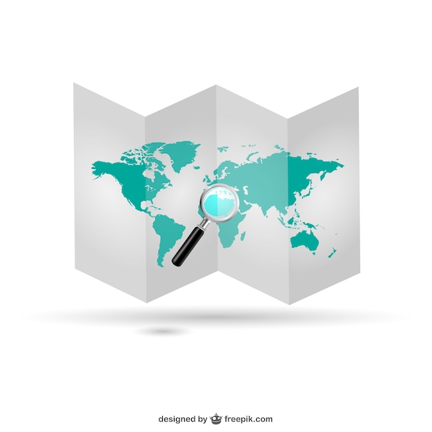 Free vector world map folded design